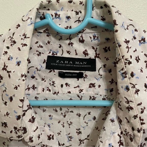 🤝 Slim Fit Zara Man Floral Print Button Down Dress Shirt 🤝 - Picture 2 of 3